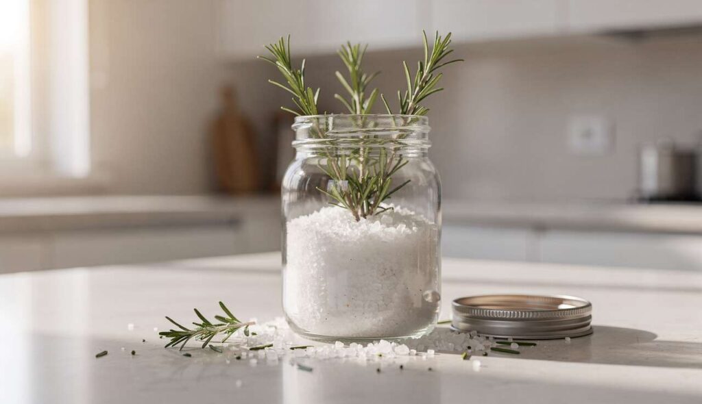 Ani odświeżacz, ani świeczka: słoik z rozmarynem i solą zmienia zapach mieszkania