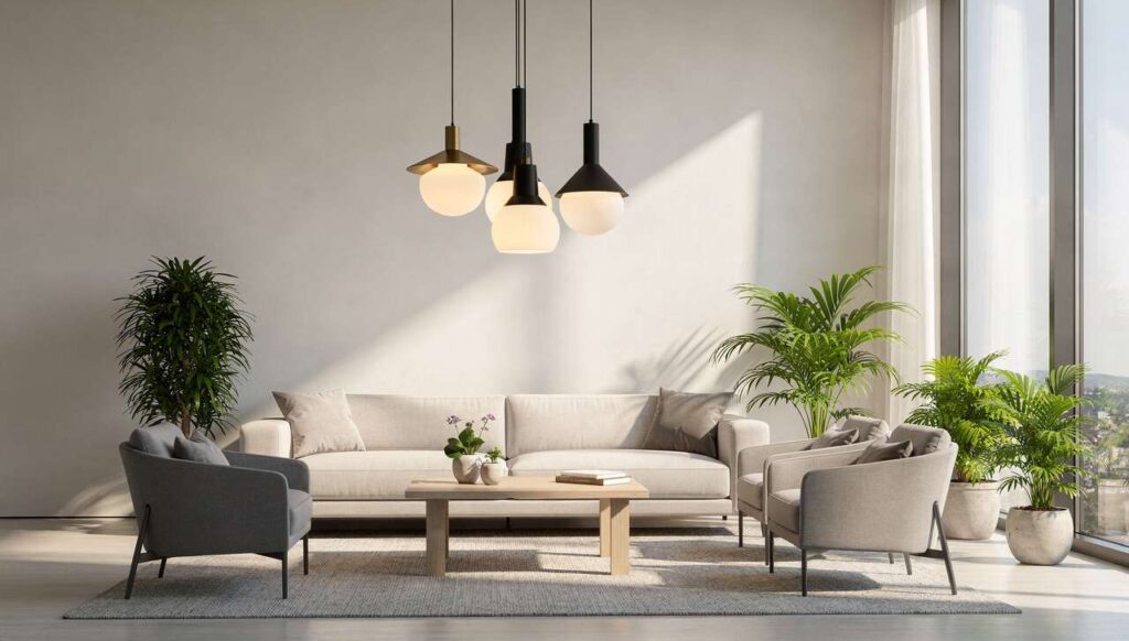 Lampy wiszące zamiast żyrandola: trend 2026, który projektanci wnętrz polecają do salonu