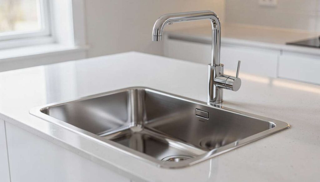 Zlew ze stali nierdzewnej lśni jak nowy: wystarczy posmarować go oliwą i poczekać 5 minut