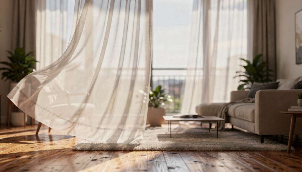 Zasłony po zimie: wystarczy je odświeżyć parą z żelazka zamiast prać, mówią eksperci