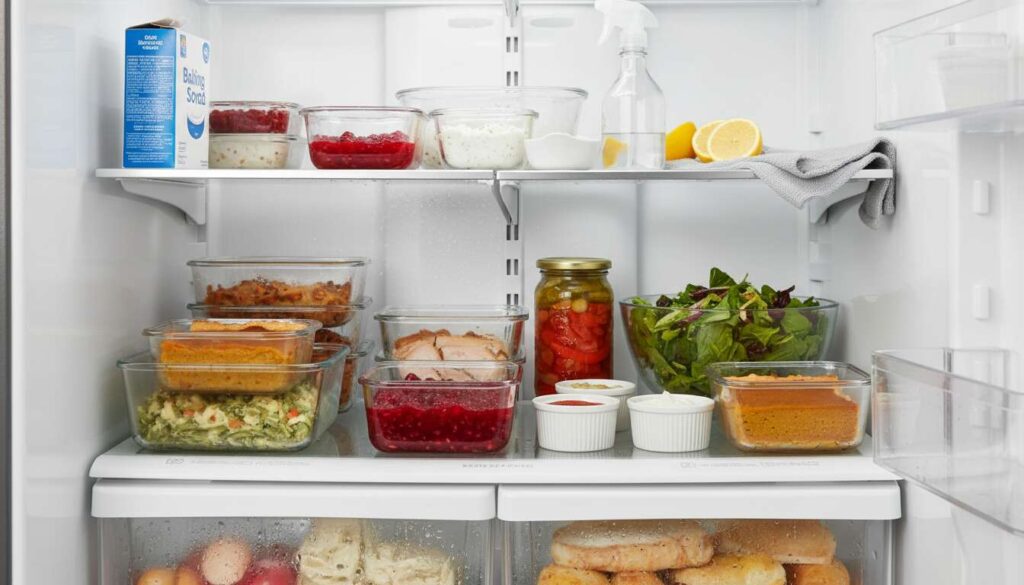 Lodówka po świętach: wytrzyj półki roztworem octu i sody, zapach zniknie w kwadrans