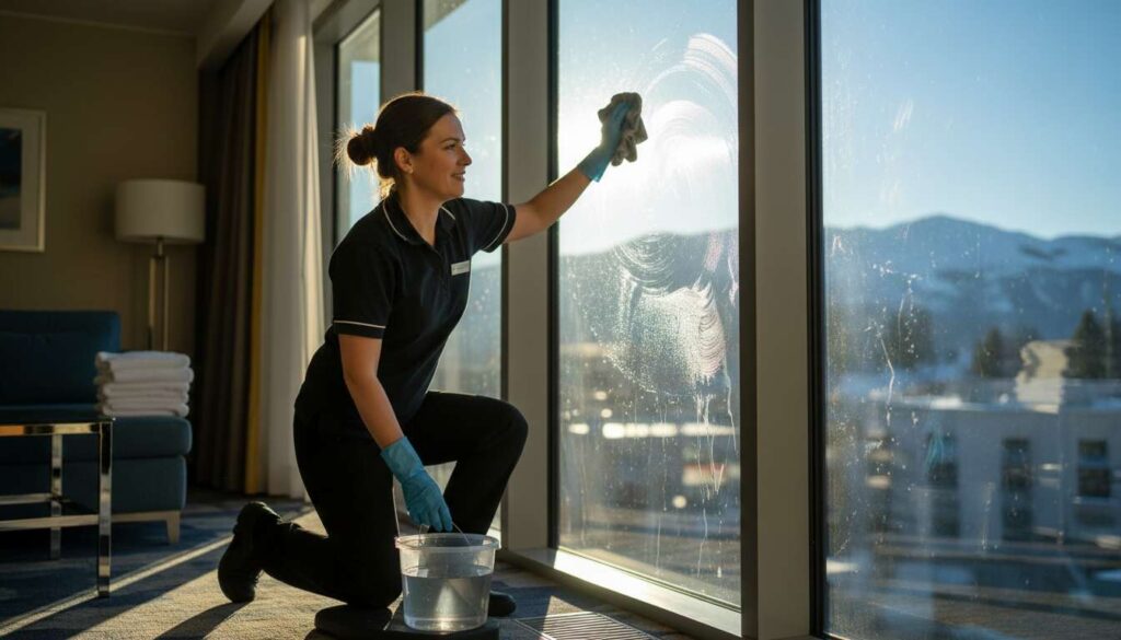 Okna po zimie bez smug: sprzątaczki z hoteli Radisson używają jednej szmatki i czystej wody